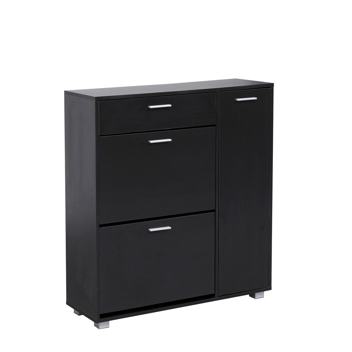 Hazlo Storage with FoldOut Shoe Rack and Drawer Black Walnut