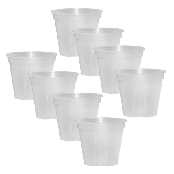 Garden Decor Root Control Transparent Flower Pot (10cm) - Set of 8