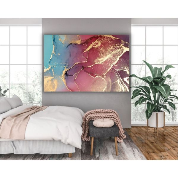 Dark Pink &amp; Gold Abstract Canvas - 100 x 150cm (Portrait)
