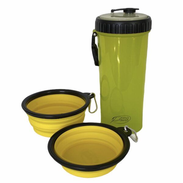 Pet Water and Food Bottle with 2 Silicone Bowls