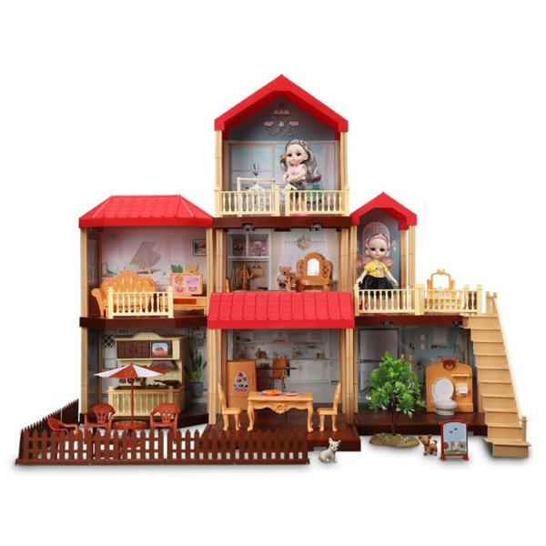 Princess Doll House Building Set with LED lights - 244 Pieces