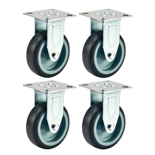 4 Pack 75mm Castor Wheel, Fixed, Thermoplastic