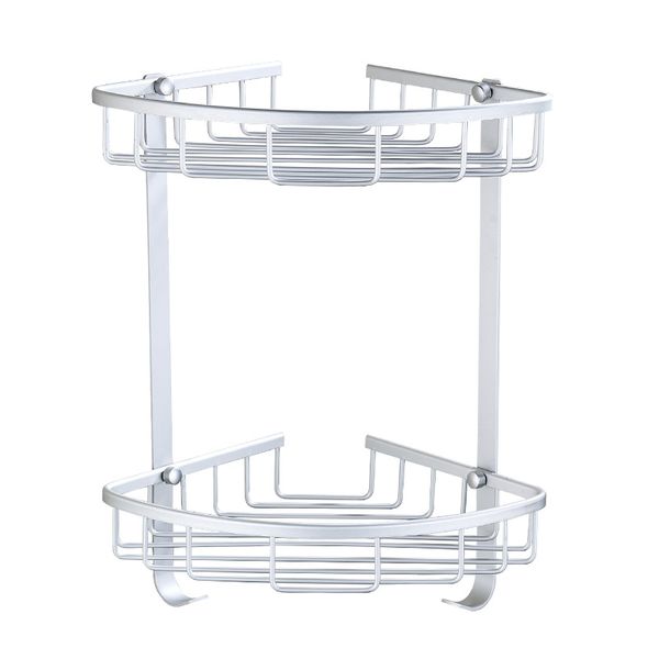 Double-Tier Aluminum Bathroom Corner Shelf-IFEEL 601-2