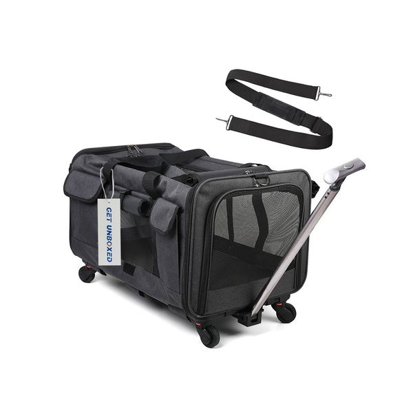 Pet Carrier with Wheels Cat Rolling Carrier for Cats and Dogs Under 15kg