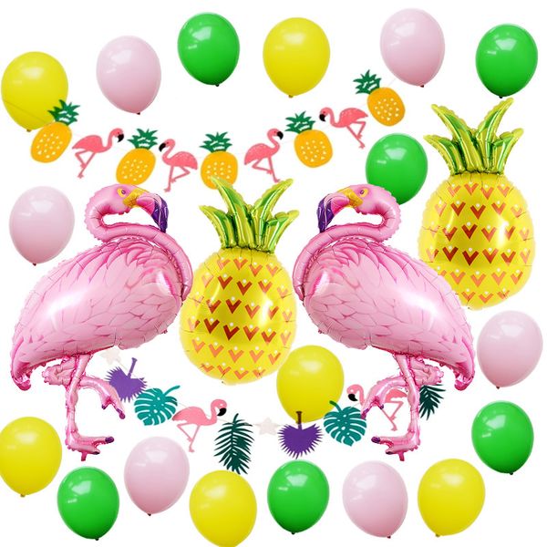 Pink Flamingo Happy Birthday Balloons Party Decorations Set