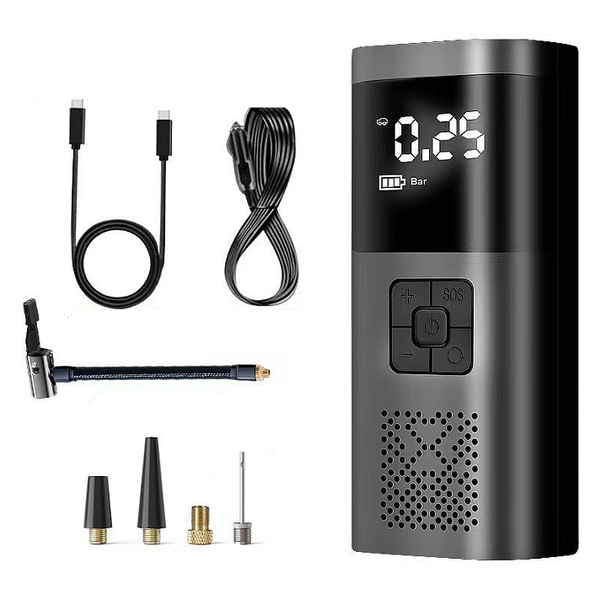 Portable Car Compressor, 3 in 1, USB Charging, Inflates Tires, Balls
