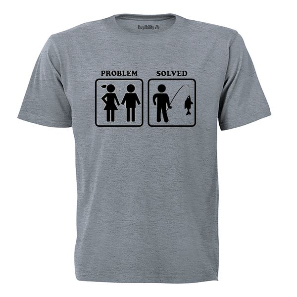 Problem Solved - Fishing! - Mens - T-Shirt - White