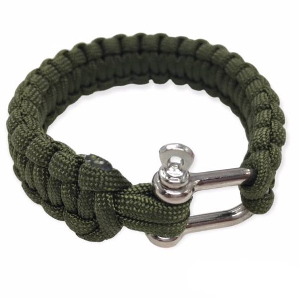 Paracord Hand Bracelet 25cm Metal Lock - Olive