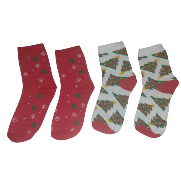 Kids Christmas Socks with Christmas Trees - 2 Pack