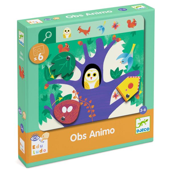 Djeco Game - First Seek-and-Find Spinning Boards Game - Obs Animo