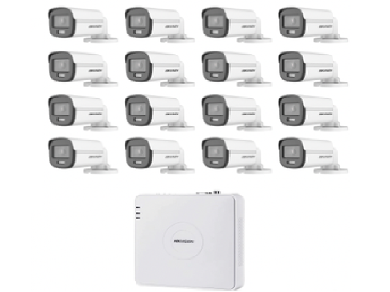 Hikvision 16CH DVR + 16 x 24/7 Color Bullet Cameras with Audio | SBR Bundle