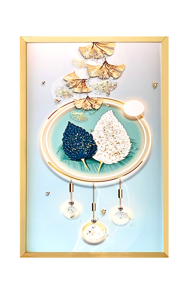 Premium Crystal Porcelain Wall Art - Feather and Leaf (A) - 60cmx40cm