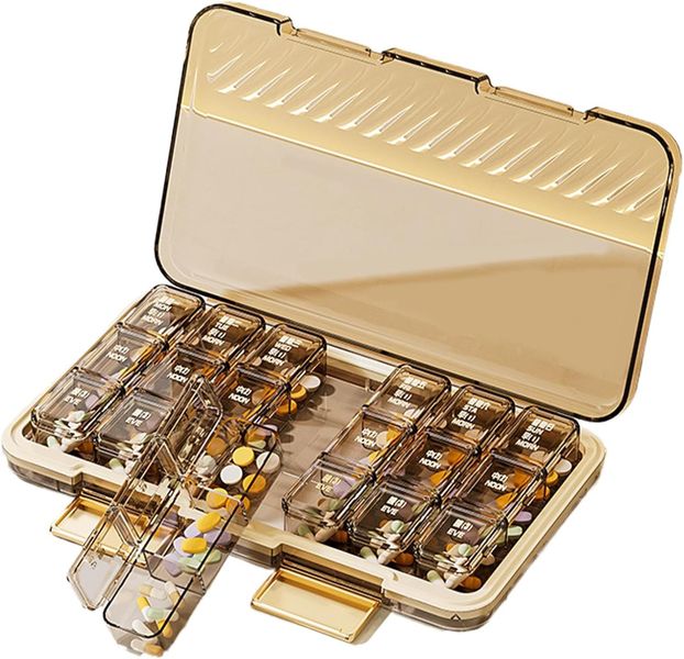 7 Day Pill Organizer,Clear Travel Pill Case Portable Medicine Box