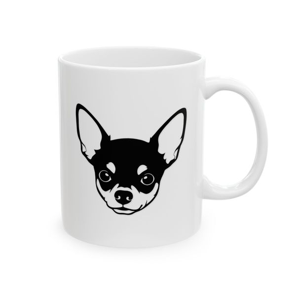 Chihuahua Coffee Mug - Minimal Black Dog Face Illustration
