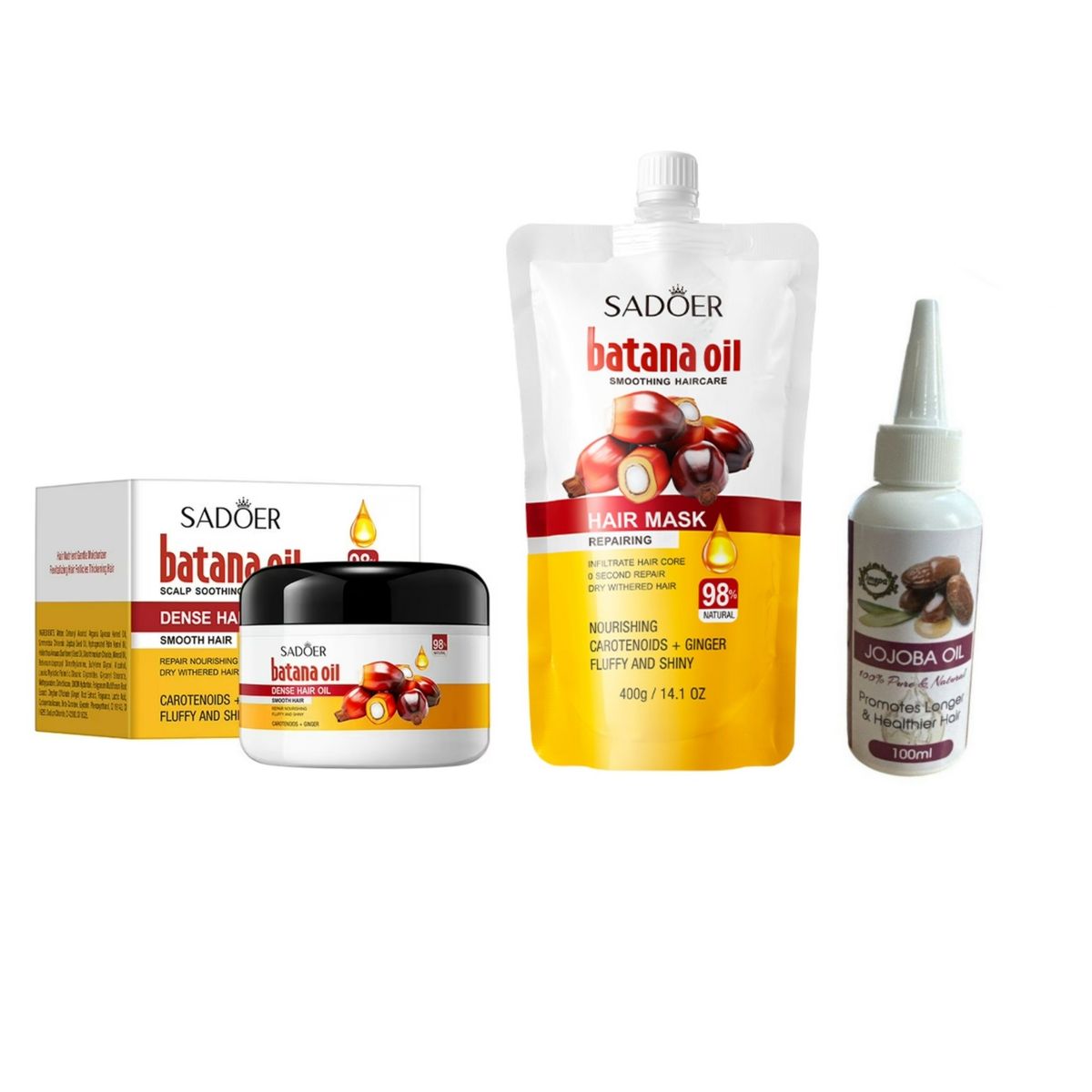 Batana Oil Hair Repair Mask, Batana Dense Hair Oil & Jojoba Oil