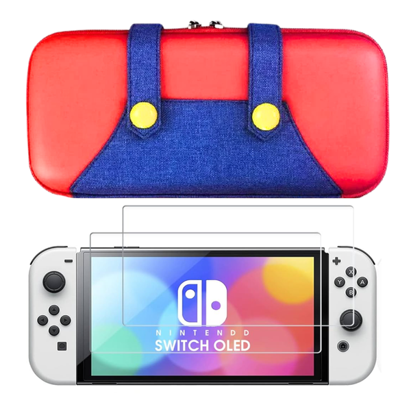 Gamer Guard Red &amp; Blue Case for Nintendo Switch OLED + 2 Screen Protectors