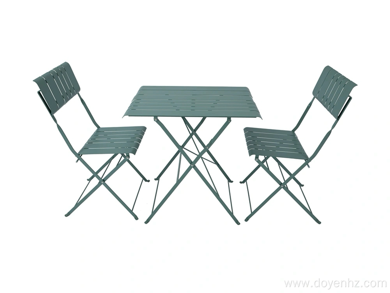 Patio Table and Chairs (Steel) - Green - 71cm