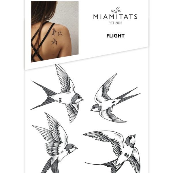 Set of Temporary Tattoos Flight (4 tattoos)