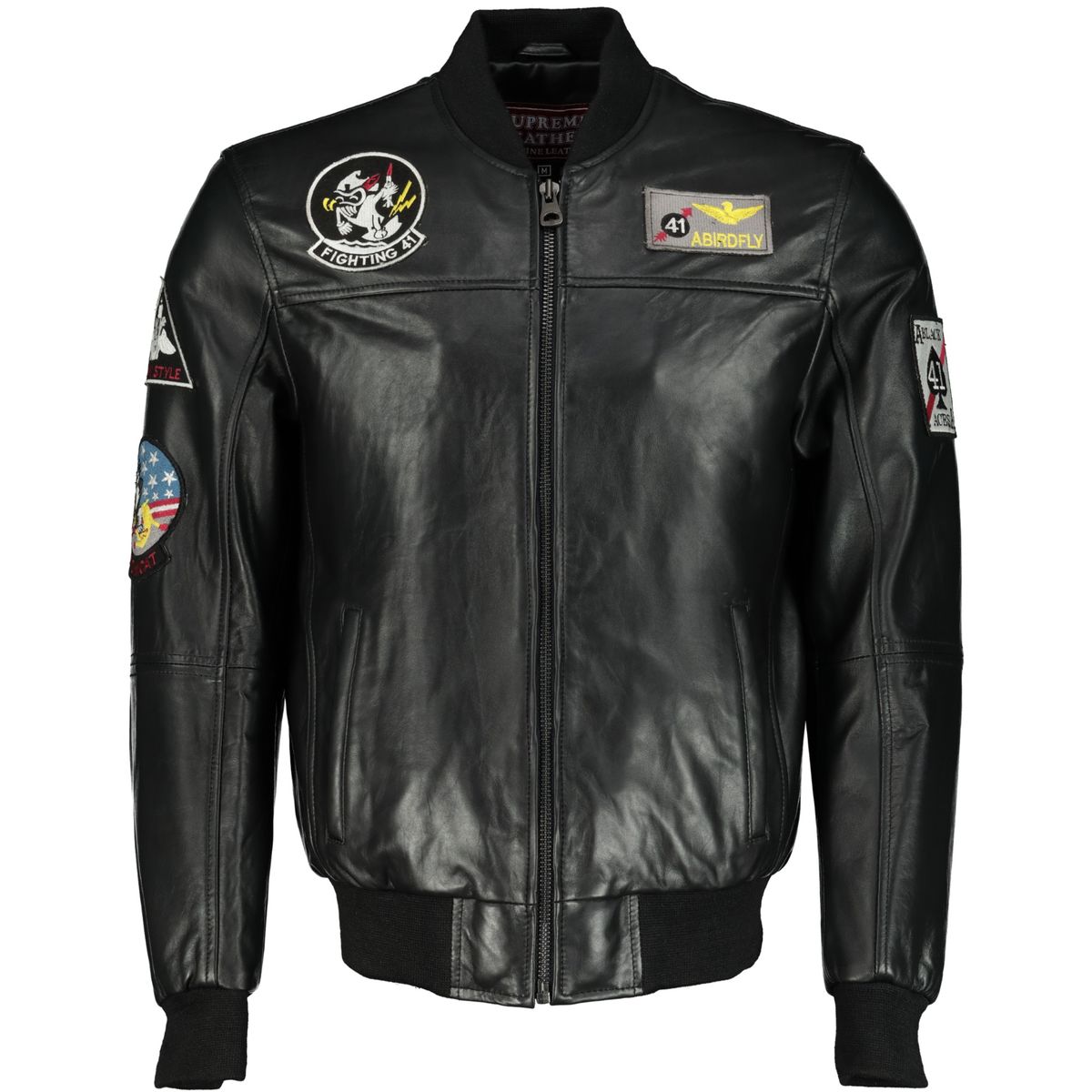 Pilot Bomber Patchwork Leather Jacket (Black) | Shop Today. Get it ...
