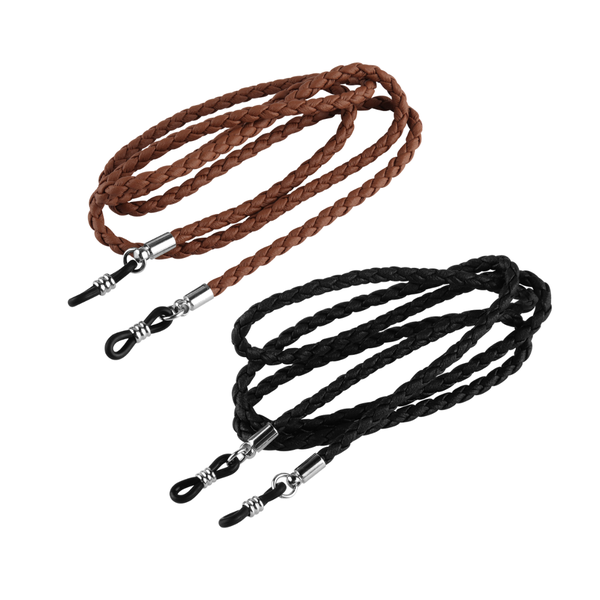 POU PU Leather Sunglasses Straps Double Pack Black &amp; Brown