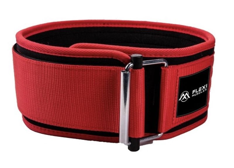 Flexi Muscles - Self-Locking Gym Belt for Power Lifting - Red