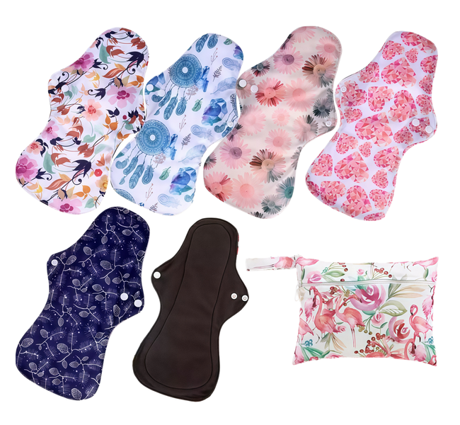Kingdushi 6pcs/Set Reusable Menstrual Pads Including 1pc Mini Wet Bag