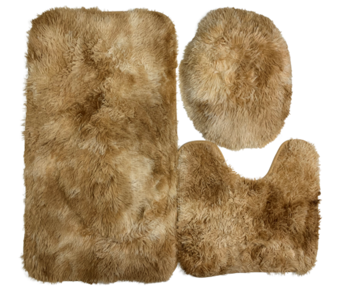 3pc Bathroom Rugs Shaggy Set
