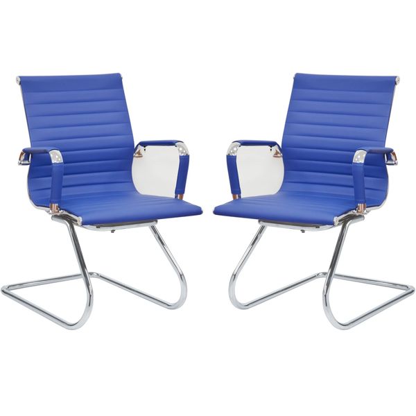 Ribbed Visitors Office Chairs - Set of 2 Per Box - Blue