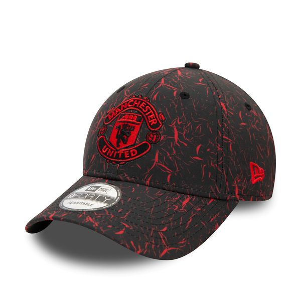 Manchester United FC 9FORTY Crinkle All Over Print Black &amp; Scarlet Cap