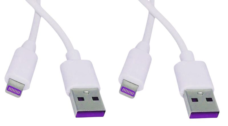 USB Fast Charging Cable 5A - Lightning for iPhone / iPad - 2 Pack
