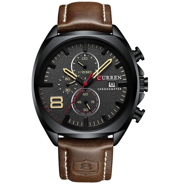 CURREN Men's Waterproof Quartz Watch with Blue Leather Strap
