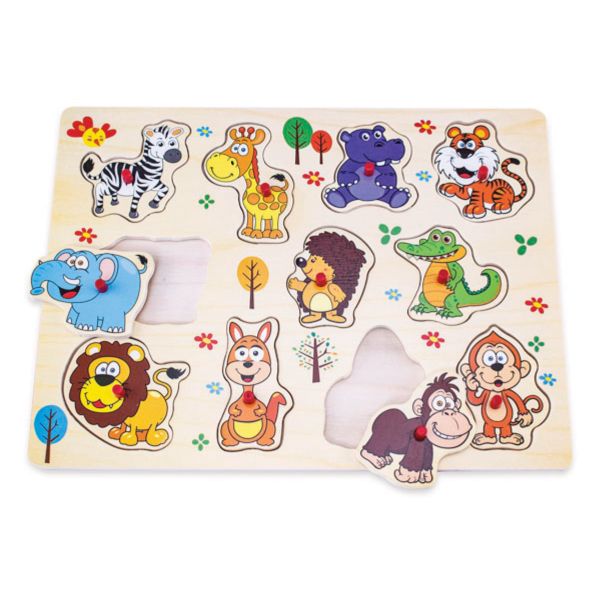 Snookums Wooden Peg Puzzles - Wild Animals (11 pieces)
