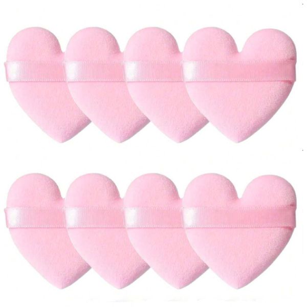 8-Piece Velvet Portable Beauty Soft Pink Heart Shaped Makeup Sponge Set