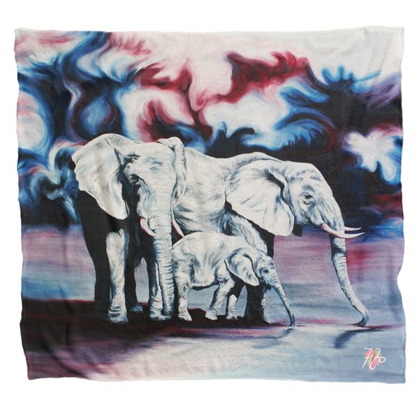 Colourful Dream Elephants Light Weight Fleece Blanket by Fifo