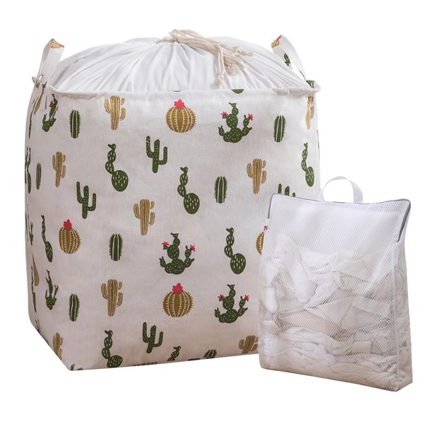 Linen Laundry Basket Collapsible Dustproof with Laundry Bag