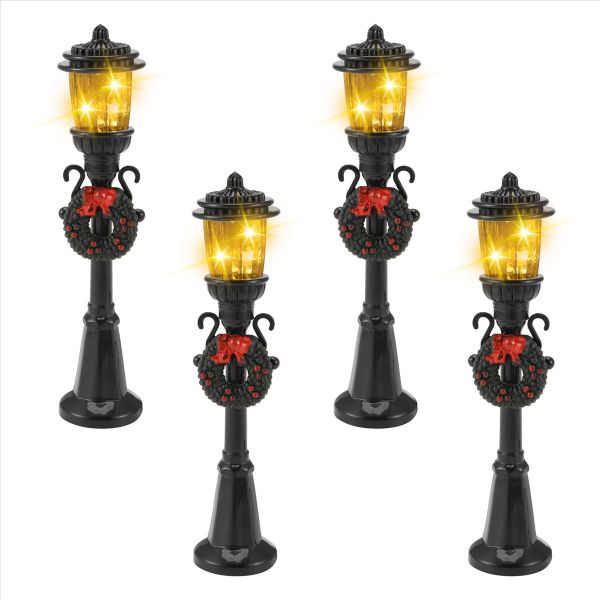 4 Pcs Mini Christmas Lamp Post Train Lamp Miniature Street Lamp Decorative