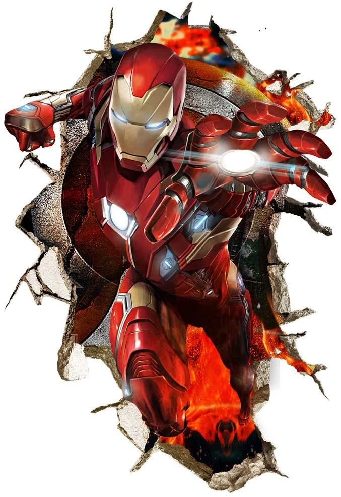 60x90cm Superhero Wall Stickers 3D Iron Man Wall Decal Shop Today