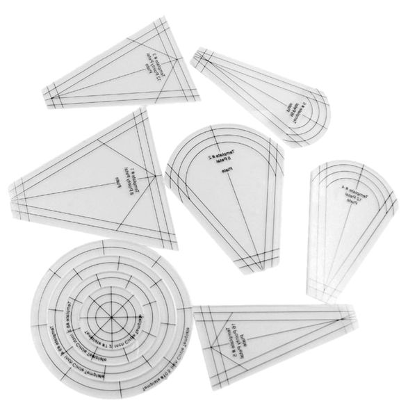 Craft DIY 7 Piece Multi Use Sewing &amp; Quilting Template Ruler Set