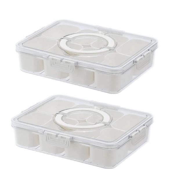 2 Pack Of 8-Grid Plastic Food Condiment Container Organiser Storage
