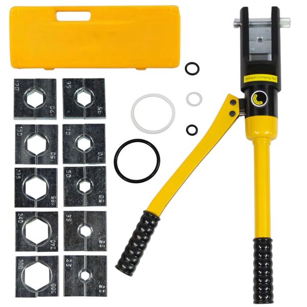 12 Ton Hydraulic Cable, Terminal Crimping Tool With 11 Die Sets &amp; O-Rings