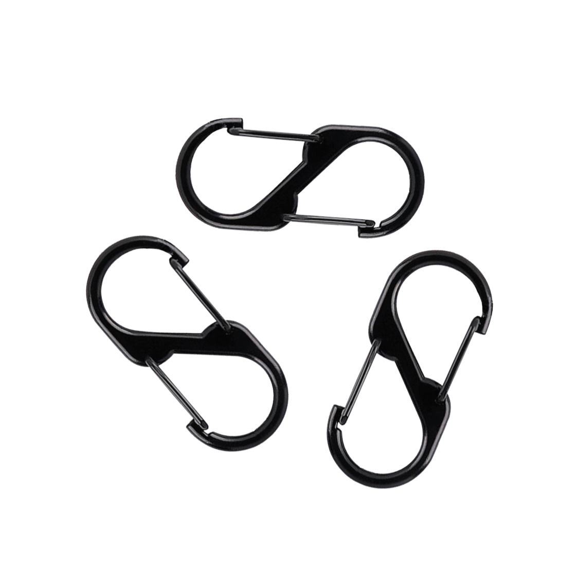 Carabiner Spring S Clips 60mm - Set of 3 - Black