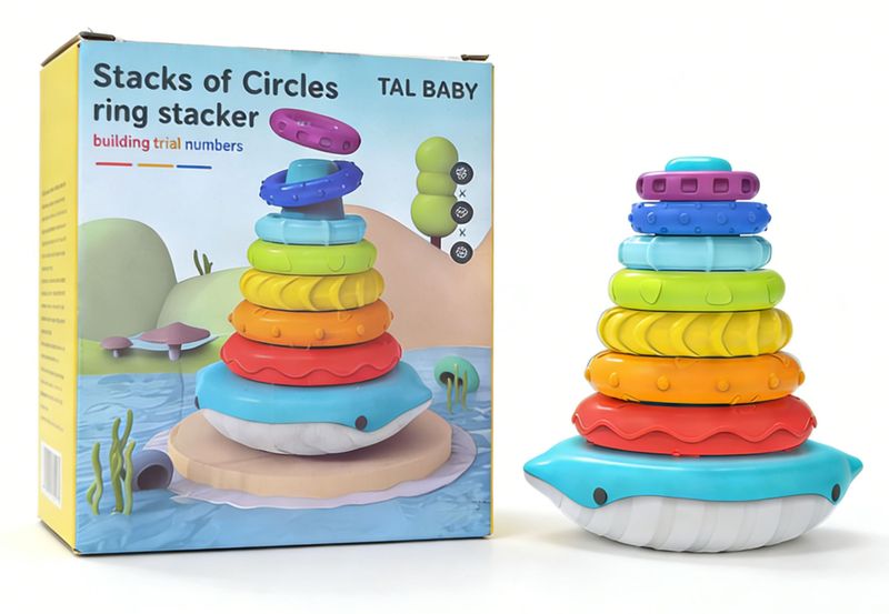 Baby Spinning Toy Rainbow Stacking Baby Ring Stacker Toy
