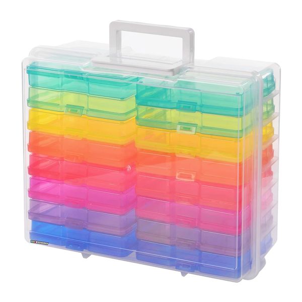 Photo Storage Box With Handle 16 inner 4×6 inch Photo Cases (Color)