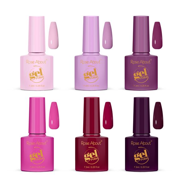 UV Gel Nail Polish -Set of 6 (Pretty in Purples) Gift Set