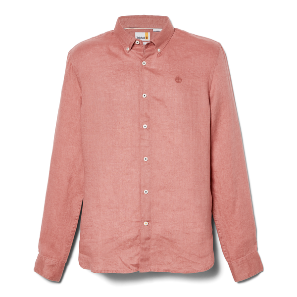 Timberland Mill River Men Rust Linen Long Sleeve Slim Casual Shirt