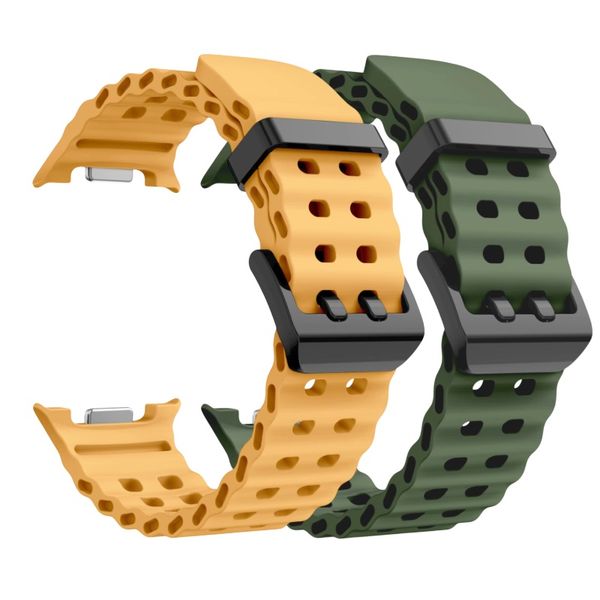 Green and Yellow Silicone Straps compatible with Samsung Galaxy Watch 8
