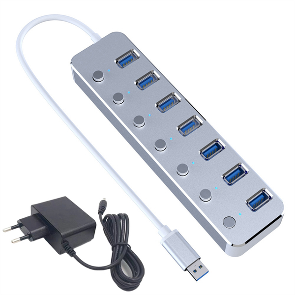 USB 3.0 Power Adapter 7 Ports Splitter Hub USB Hub 3.0 USB EU Plug A
