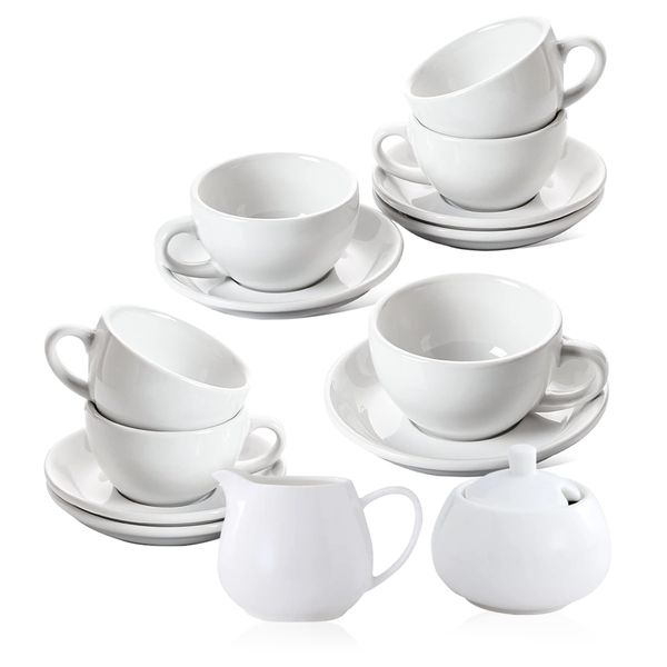 260cc - Pure White Porcelain Cup &amp; Saucer, Creamer &amp; Sugar Pot Set - Combo