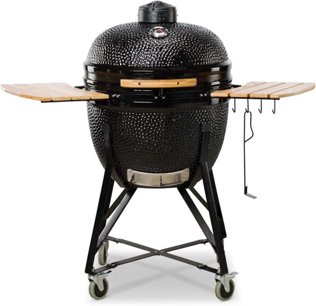 Large Ceramic Charcoal BBQ Grill &amp; Smoker with Dual-Zone Cooking