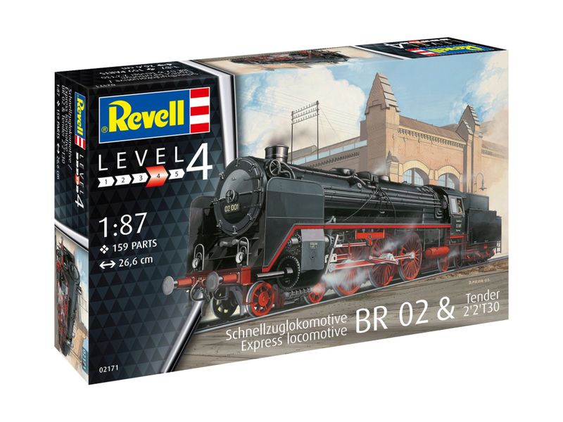 Revell 1/87 Express Locomotive BR02 &amp; Tender 2'2' T30 Plastic Model Kit